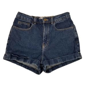 American Apparel High Rise Cuffed Denim Jean Shorts Size 28